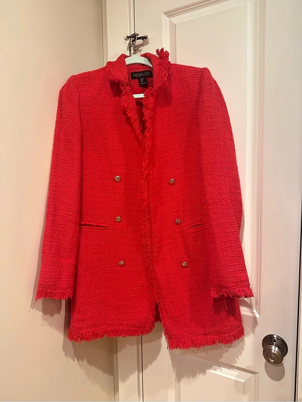 Rachel Zoe Fringe Trim Blazer Red Medium Like New